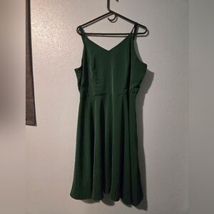 Elegant Forest Green Spaghetti Strap Dress